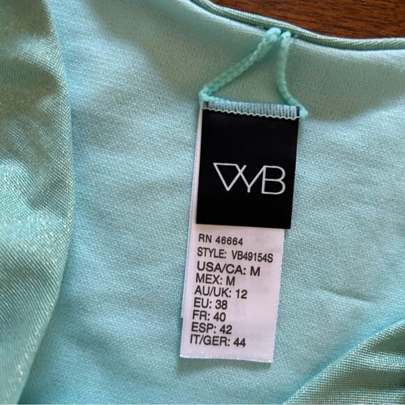 VYB PacSun Swim Shimmer High Cut Bikini Bottoms Aqua Blue Green NWT Size M - Picture 3 of 5